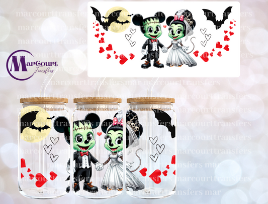 FRANKENSTEIN MICKEY AND BRIDE OF FRANKENSTEIN MINNIE-16 0Z-UV DTF CUP WRAP