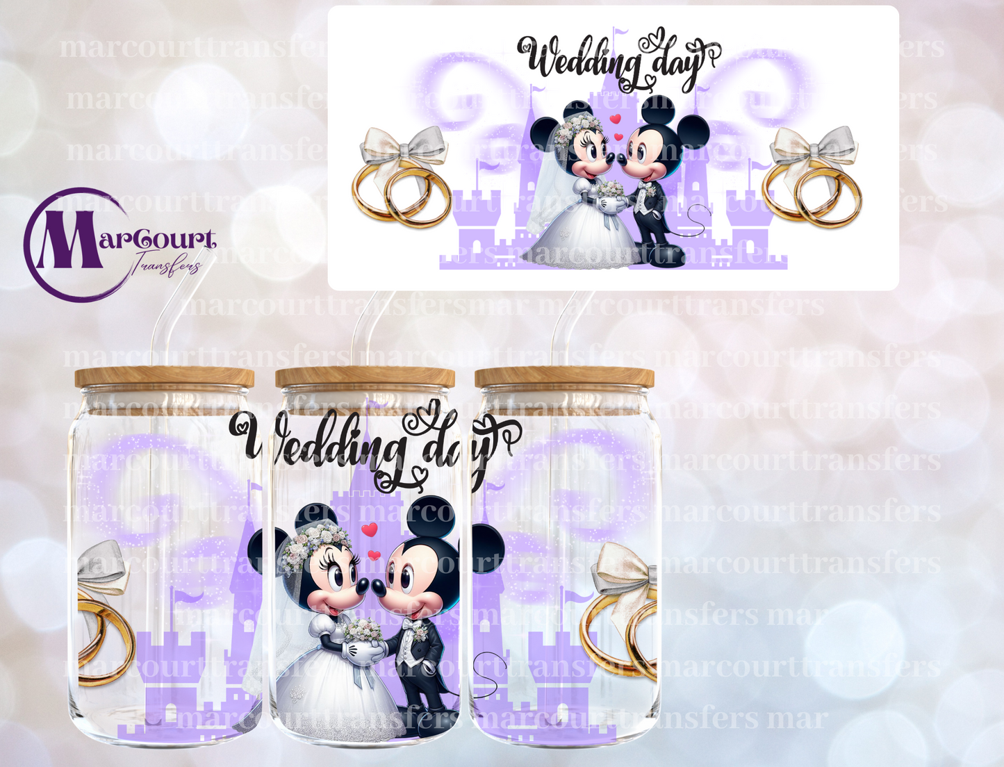 MICKEY AND MINNIE WEDDING DAY-16 0Z-UV DTF CUP WRAP