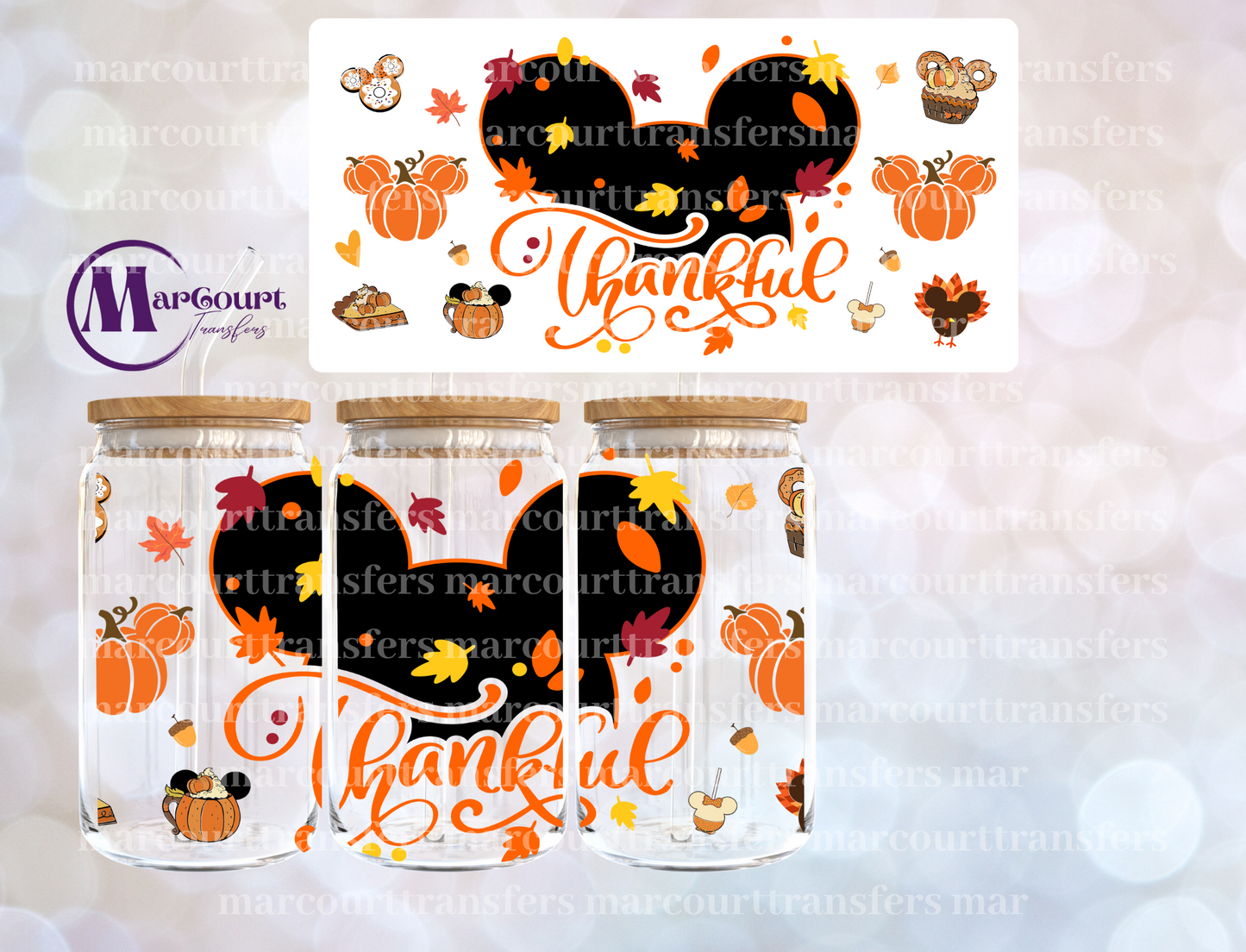 MICKEY THANKFUL-16 0Z-UV DTF CUP WRAP