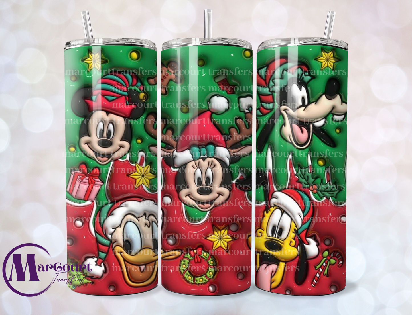 MICKEY AND FRIENDS CHRISTMAS-SKINNY TUMBLER TRANSFER