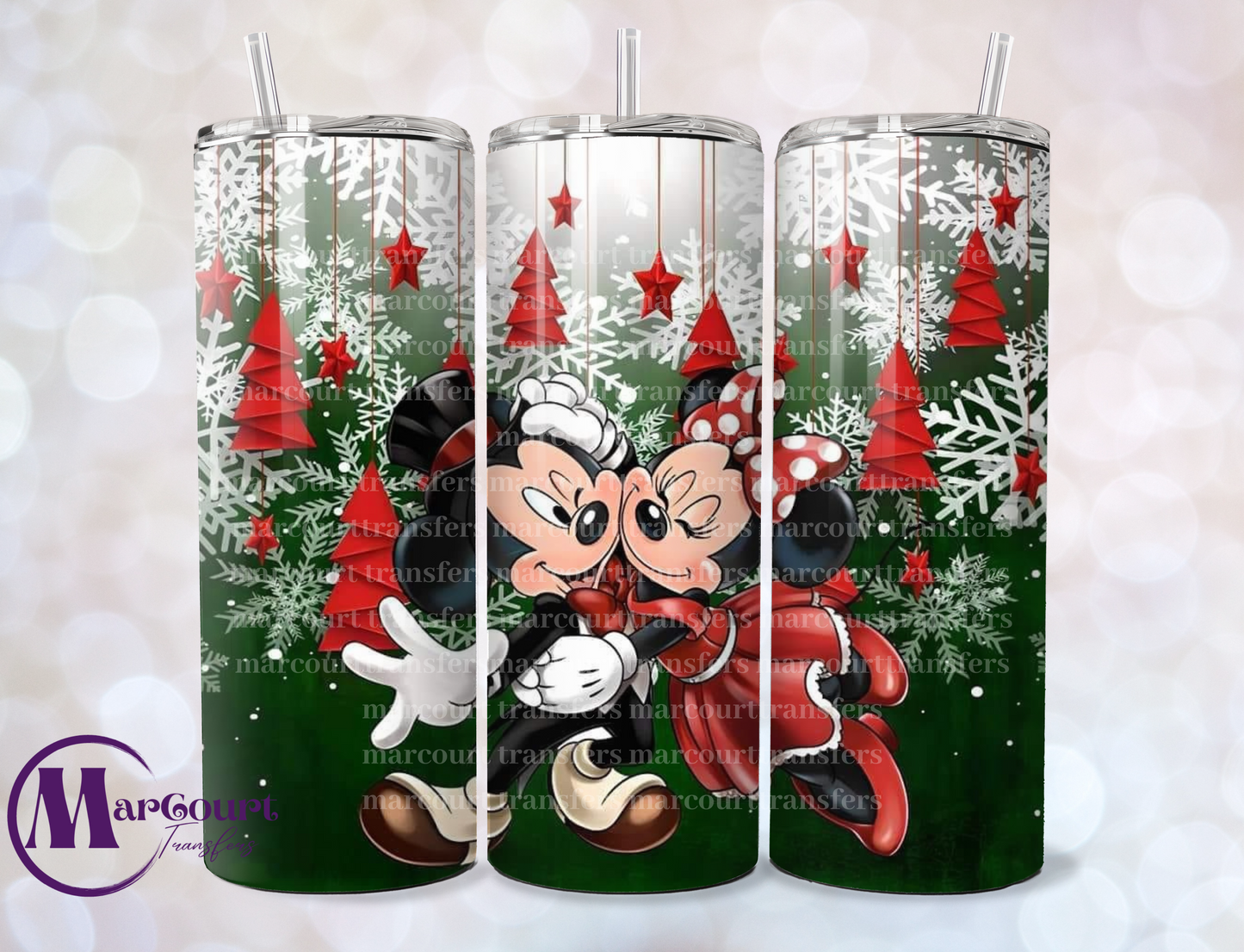 MICKEY AND MINNIE CHRISTMAS-SKINNY TUMBLER TRANSFER