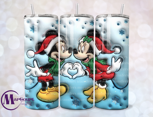 MICKEY AND MINNEY CHRISTMAS HEART-SKINNY TUMBLER TRANSFER