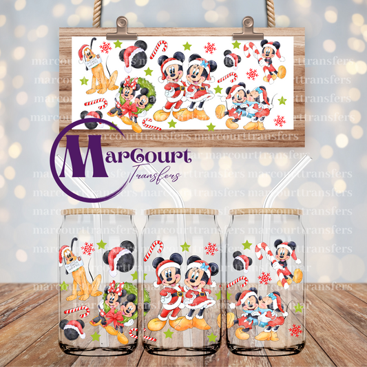 MICKIE MINNIE AND PLUTO CHRISTMAS-16 0Z-UV DTF CUP WRAP