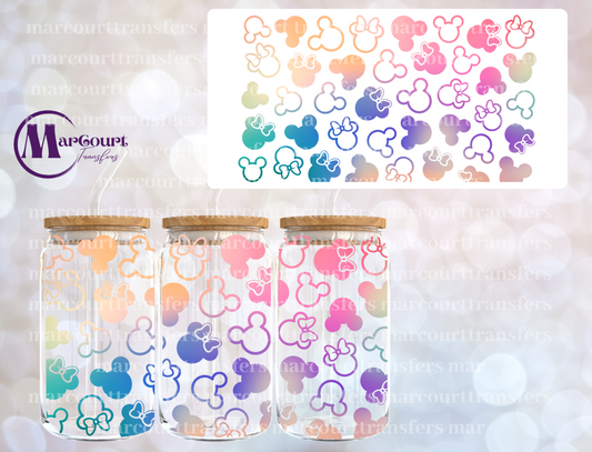 MICKEY AND MINNIE RETRO RAINBOW COLORS-16 0Z-UV DTF CUP WRAP