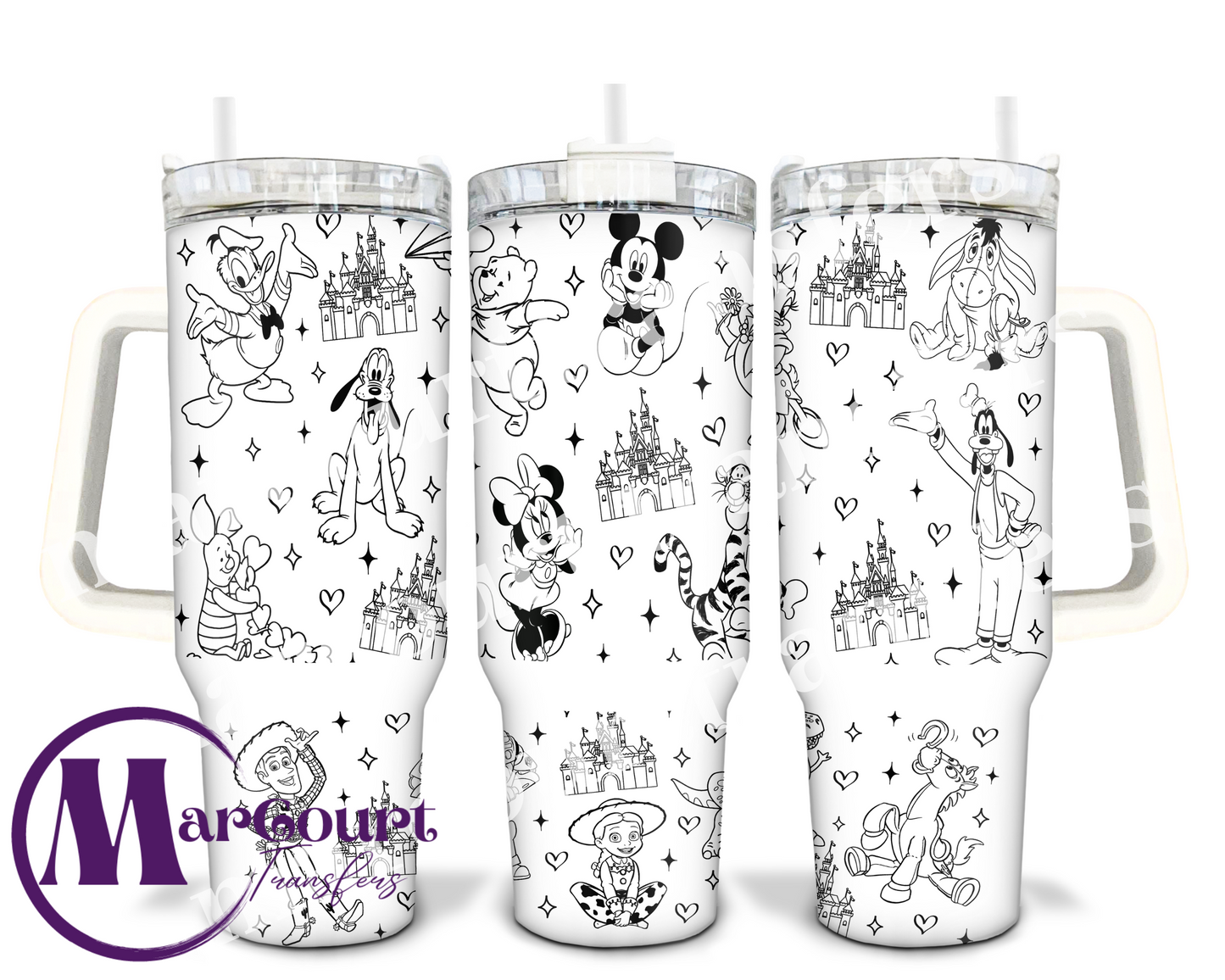 MICKEY AND FRIENDS BLACK AND WHITE-40 0Z-UV DTF CUP WRAP