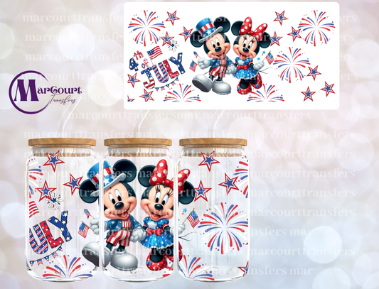 MICKEY AND MINNIE 4TH OF JULY-16 0Z-UV DTF CUP WRAP