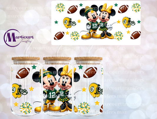 MINNIE AND MICKEY GB PACKERS FANS-16 0Z-UV DTF CUP WRAP