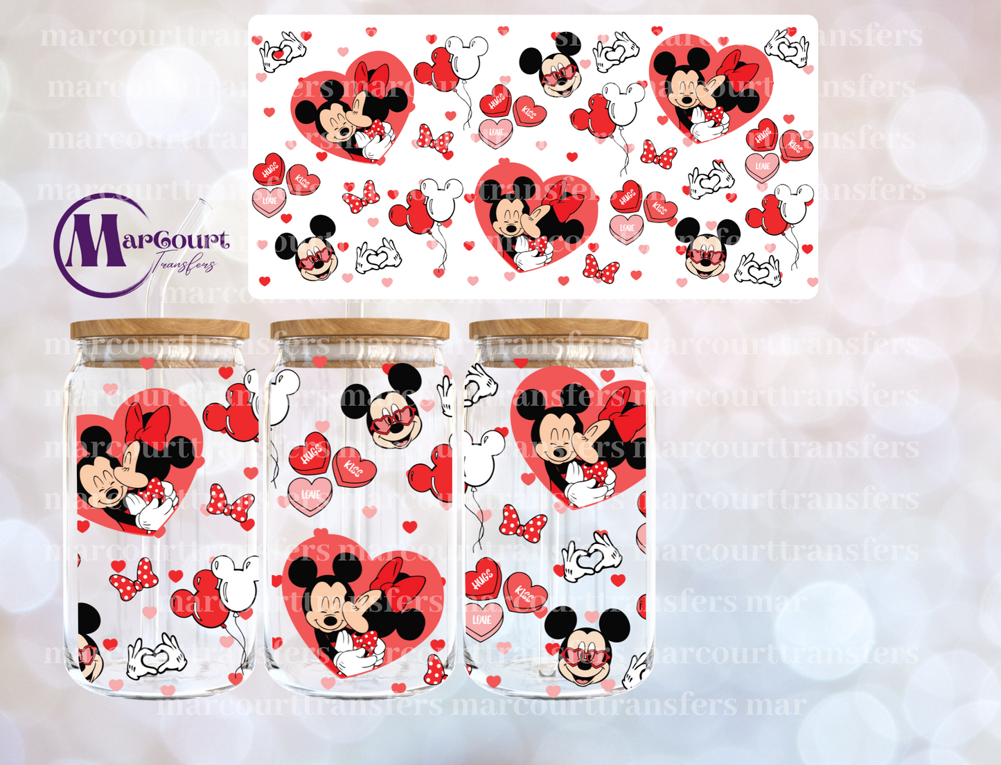 MICKEY AND MINNIE VALENTINE-16 0Z-UV DTF CUP WRAP