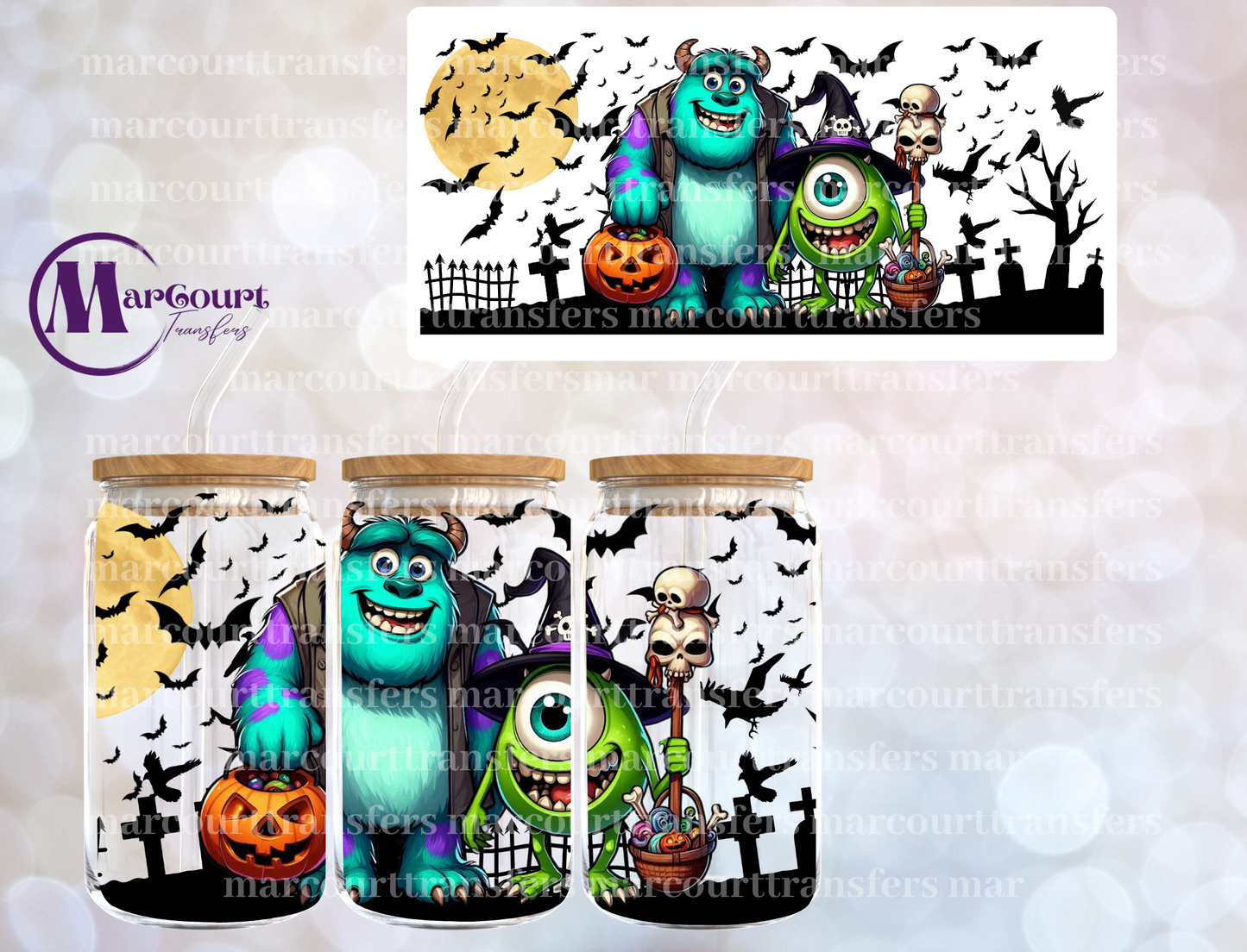 MIKE AND SULLY HALLOWEEN-16 0Z-UV DTF CUP WRAP