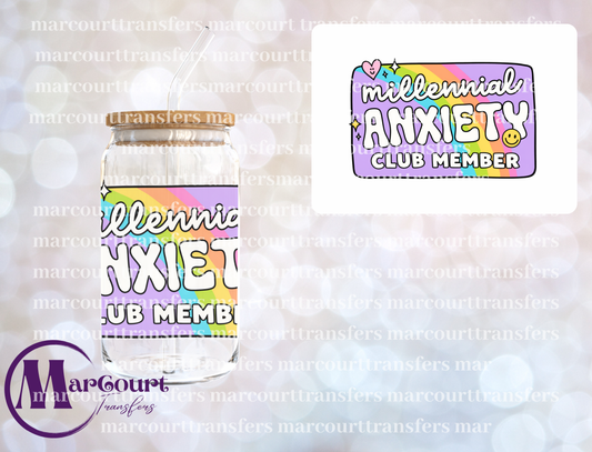 MILLENNIAL ANXIETY CLUB MEMBER-DECAL-UV DTF CUP WRAP