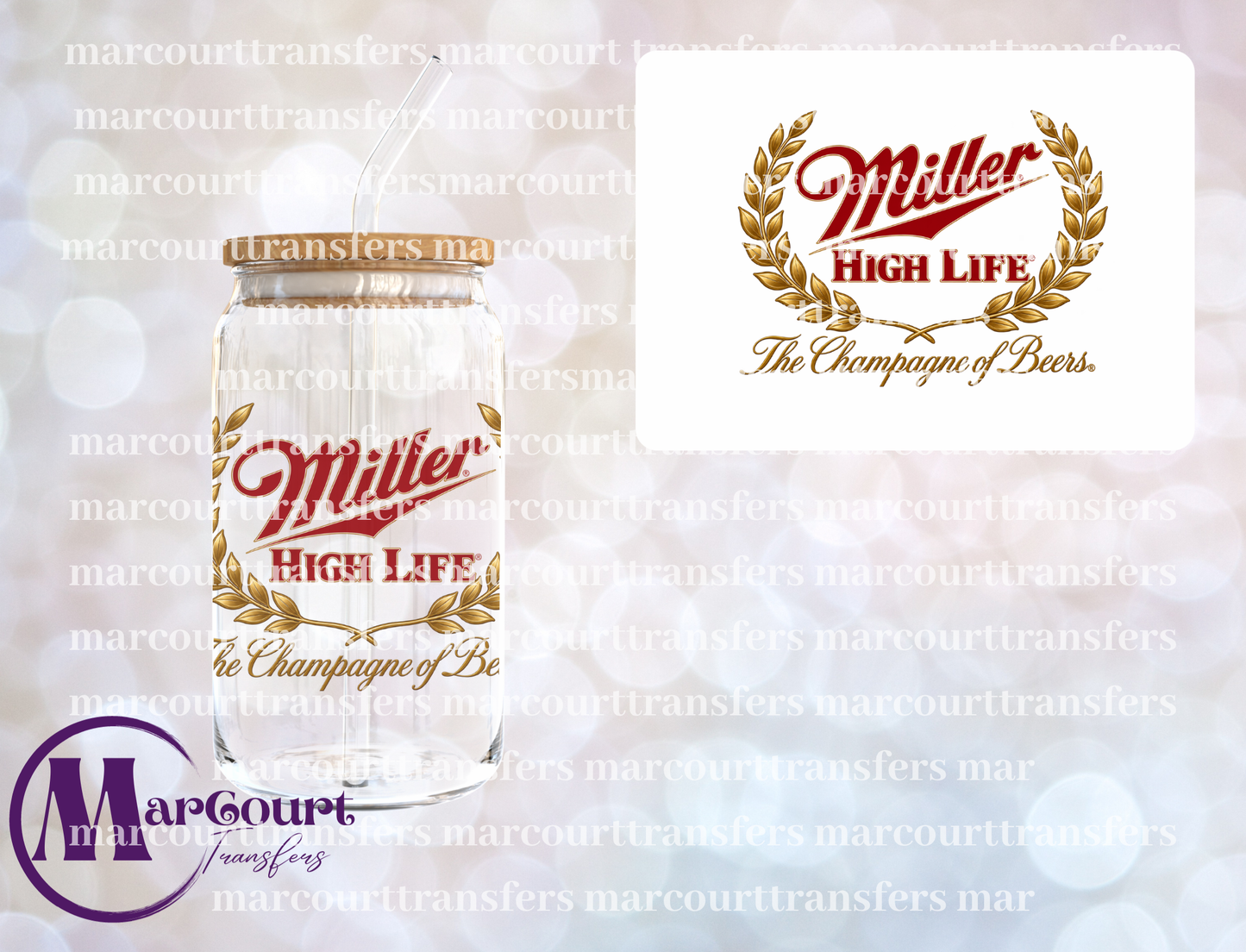 MILLER HIGH LIFE-UV DTF CUP WRAP