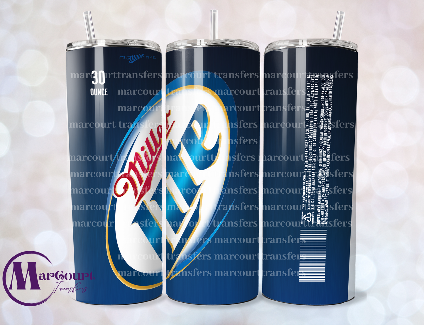 MILLER LITE (BLUE)-SKINNY TUMBLER TRANSFER