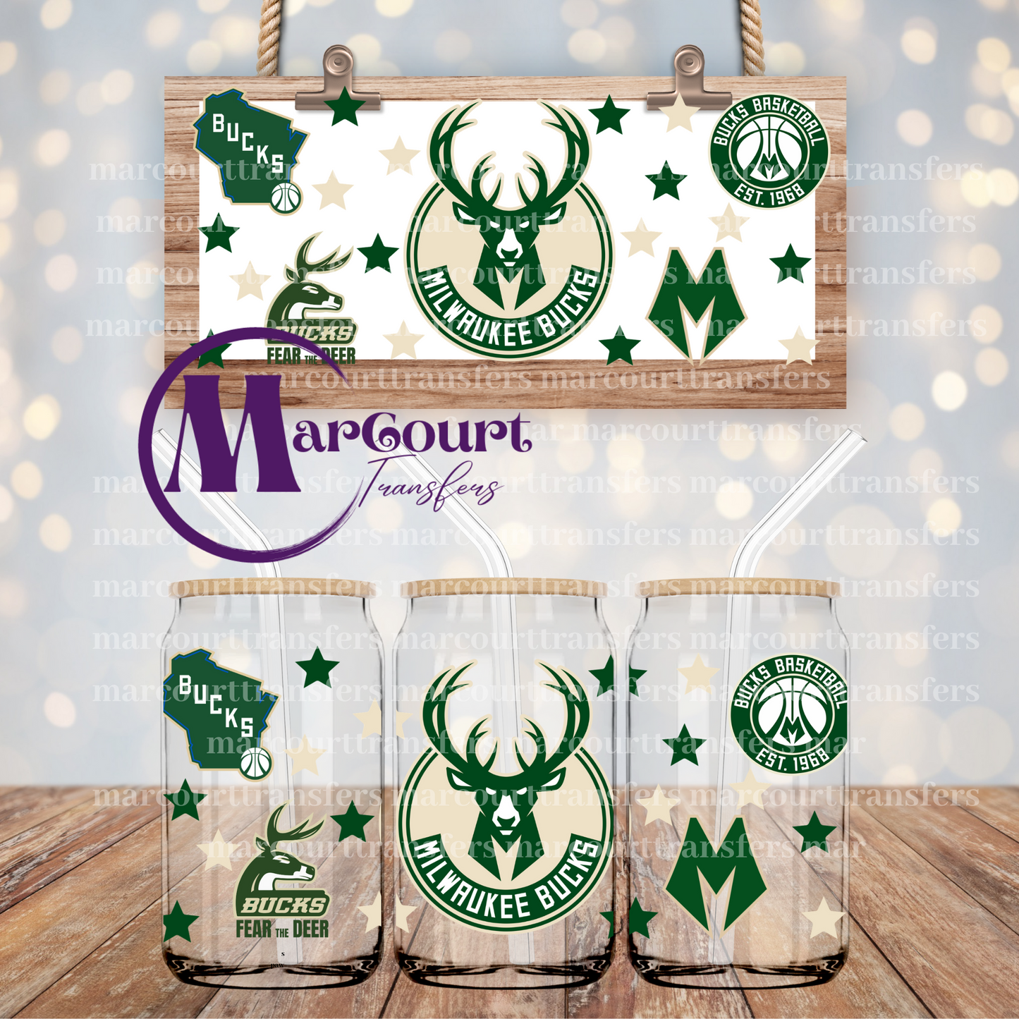 MILWAUKEE BUCKS-16 0Z-UV DTF CUP WRAP