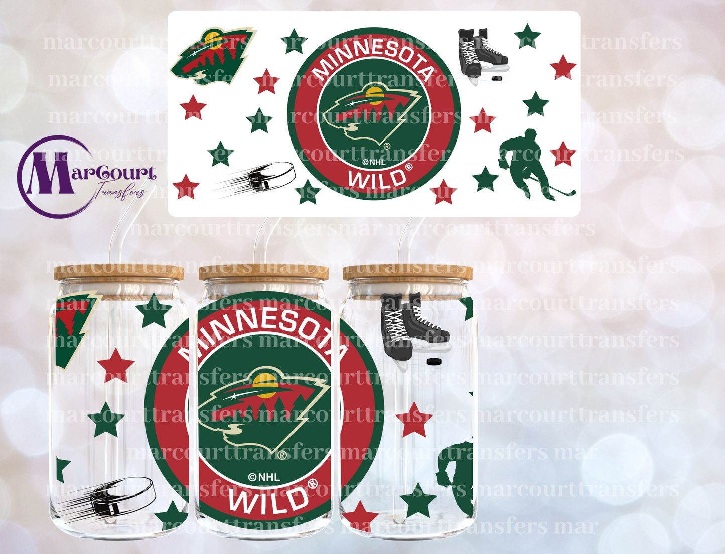 MINNESOTA WILD-16 0Z-UV DTF CUP WRAP