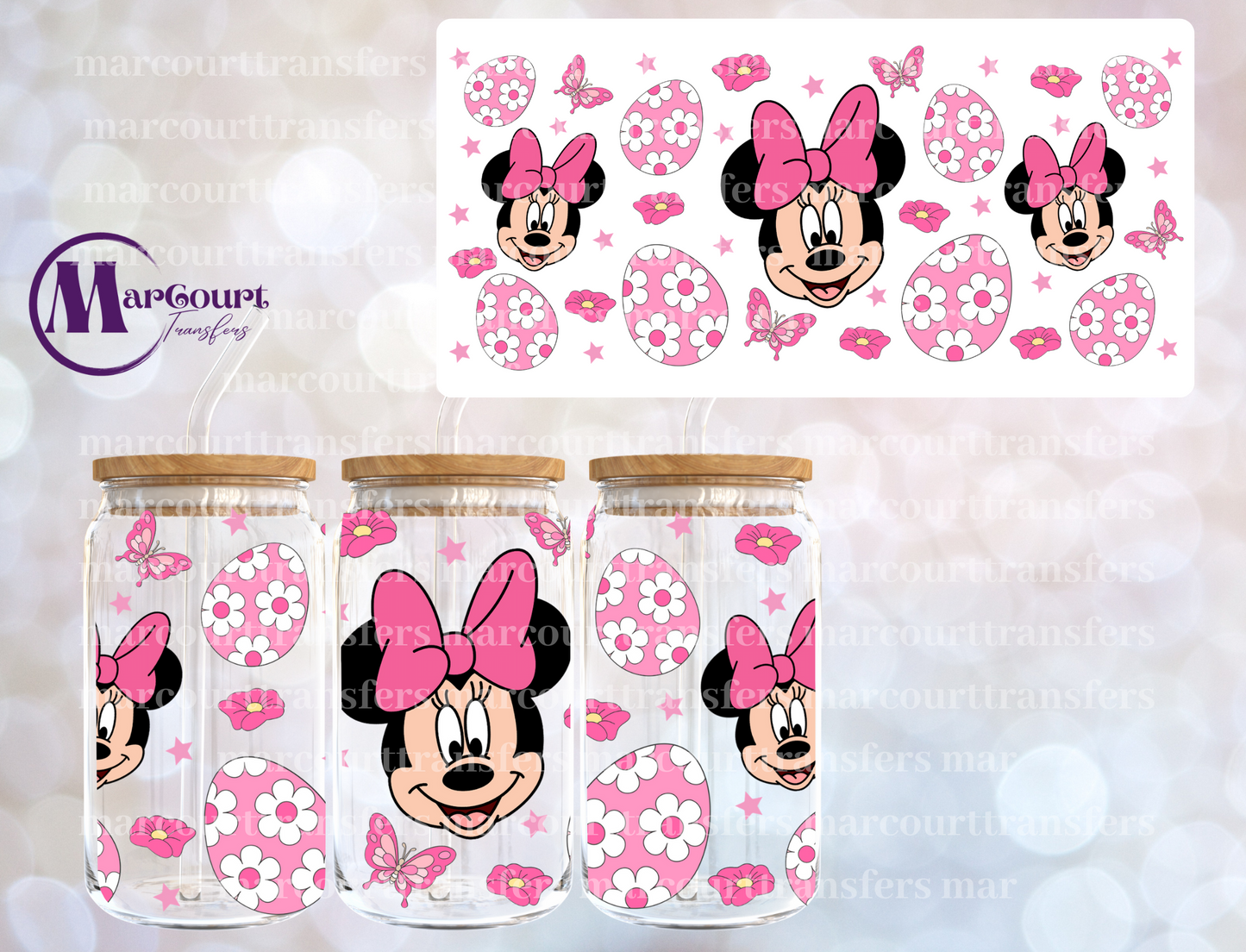 MINNIE EASTER PINK-16 0Z-UV DTF CUP WRAP