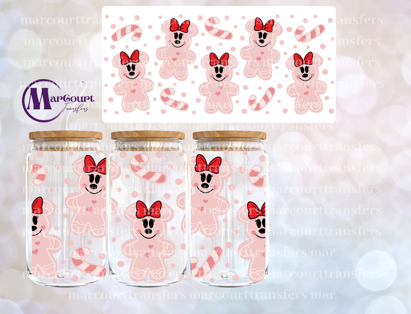 MINNIE GINGERBREAD-16 0Z-UV DTF CUP WRAP