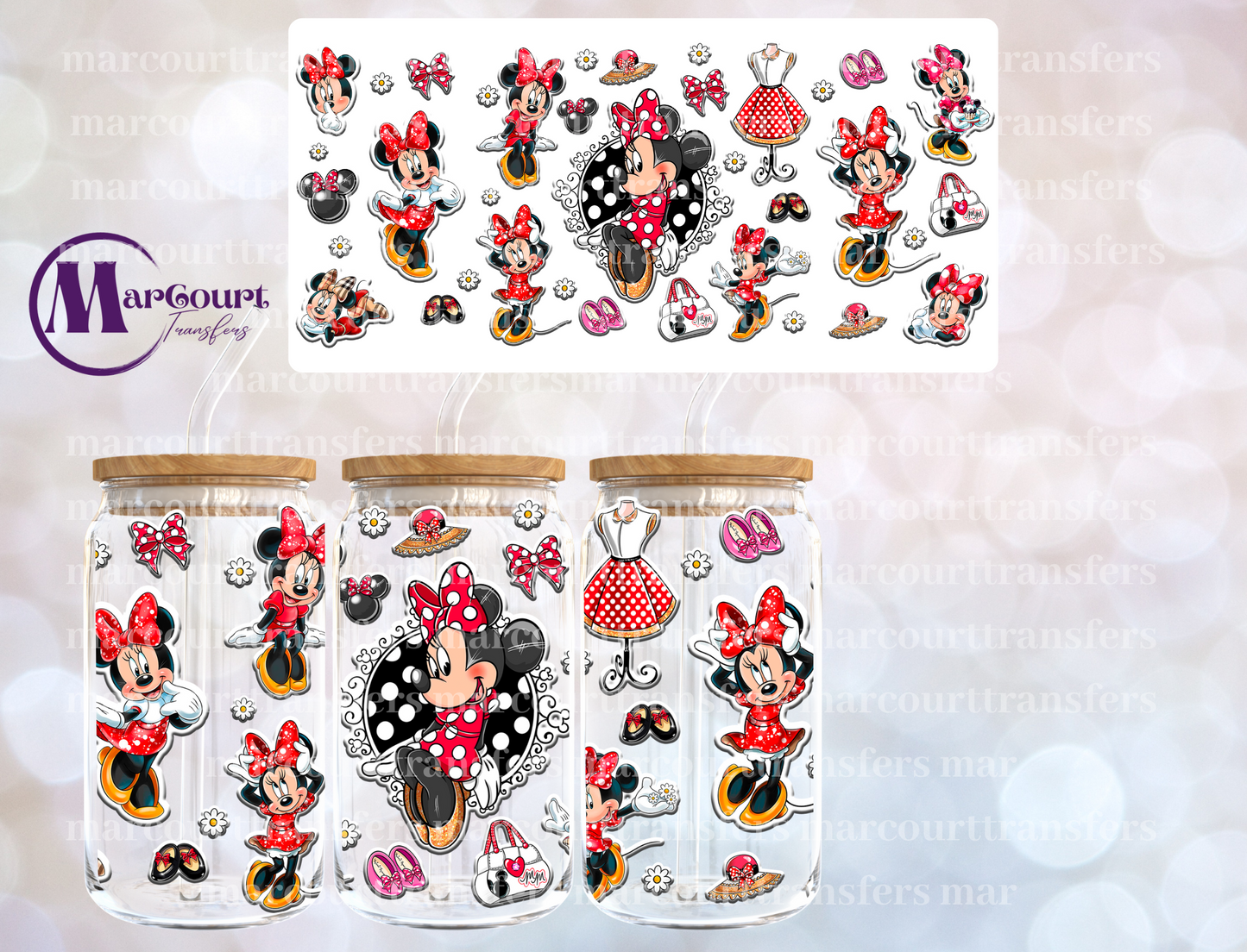 MINNIE POLKA DOTS-16 0Z-UV DTF CUP WRAP