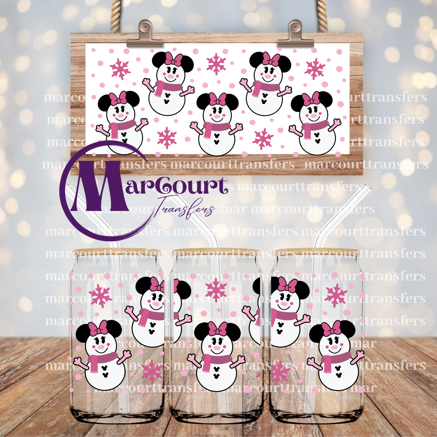 MINNIE SNOWMAN-16 0Z-UV DTF CUP WRAP