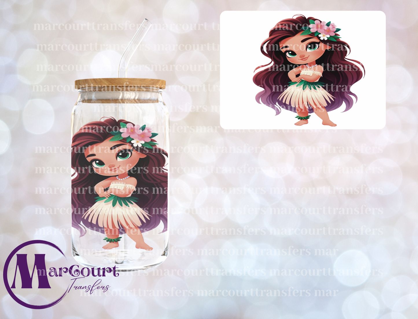 MOANA GIRL DECAL-UV DTF CUP WRAP