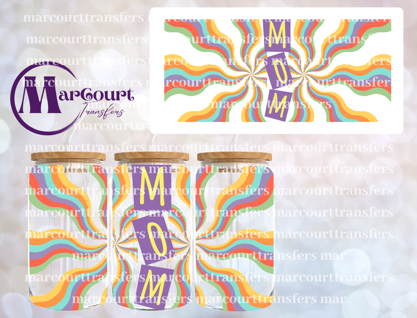 MOM RETRO WAVE-16 0Z-UV DTF CUP WRAP