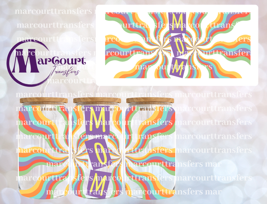 MOM RETRO WAVE-16 0Z-UV DTF CUP WRAP