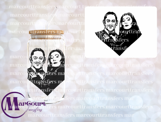 MORTICIA AND GOMEZ HEART-DECAL-UV DTF CUP WRAP