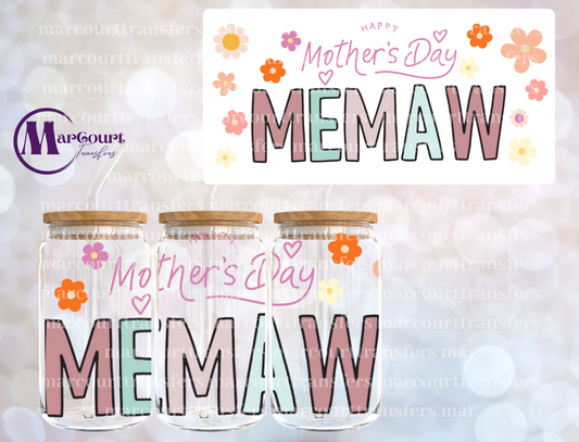 MOTHER'S DAY MEMAW-16 0Z-UV DTF CUP WRAP