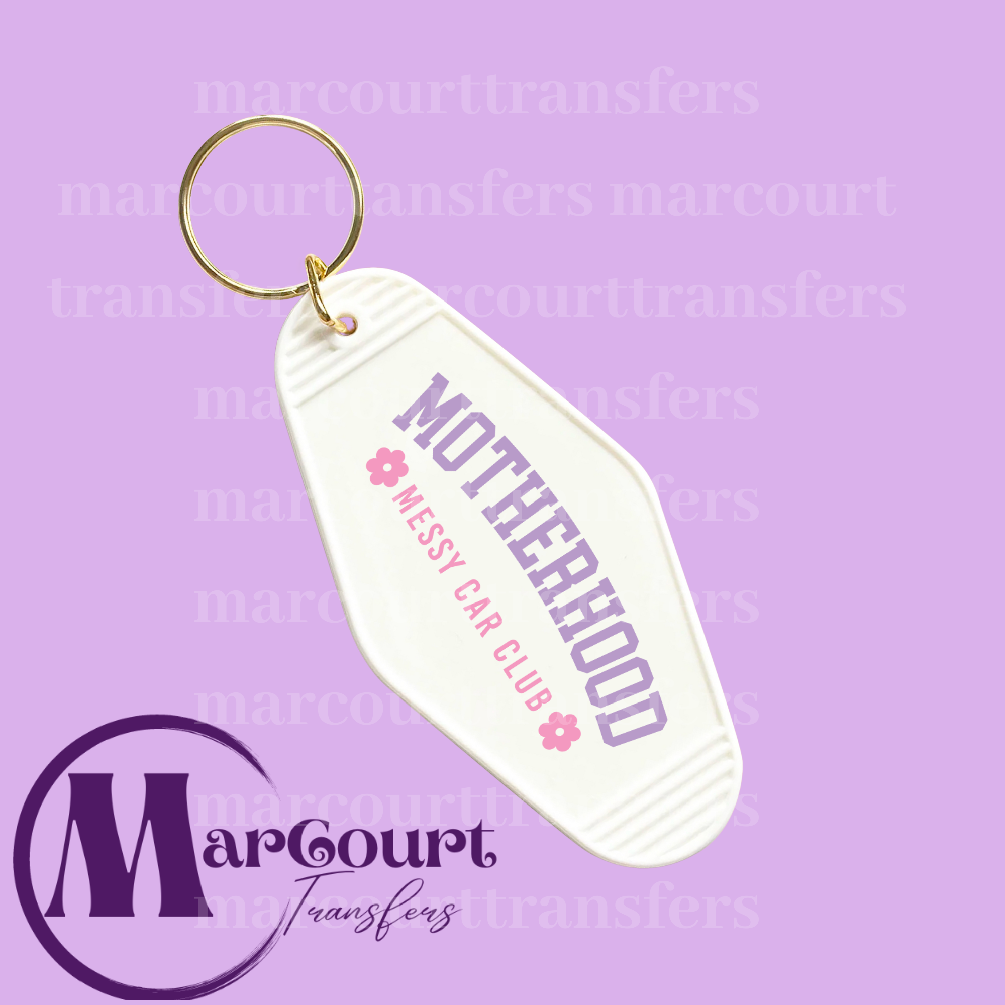 MOTHERHOOD MESSY CAR CLUB-KEYCHAIN-DECAL-UV DTF – MarCourt Transfers
