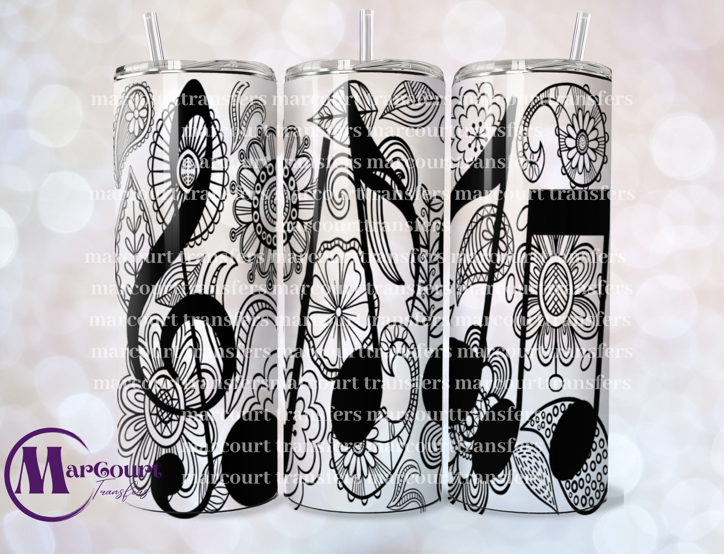 MUSIC AND FLOWERS-20 OZ-UV DTF CUP WRAP