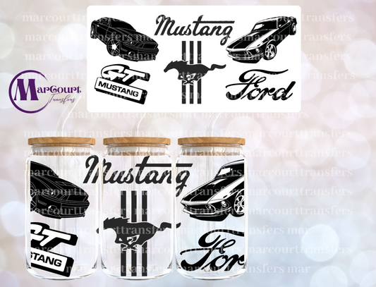 MUSTANG CARS-16 0Z-UV DTF CUP WRAP