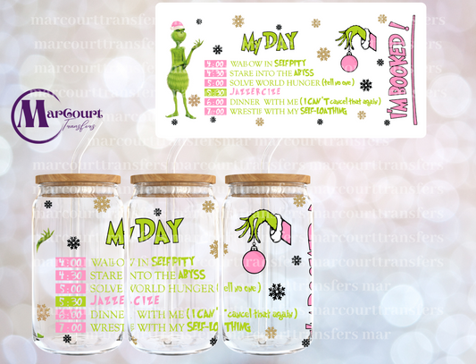 MY DAY GRINCH PINK 1 -16 0Z-UV DTF CUP WRAP