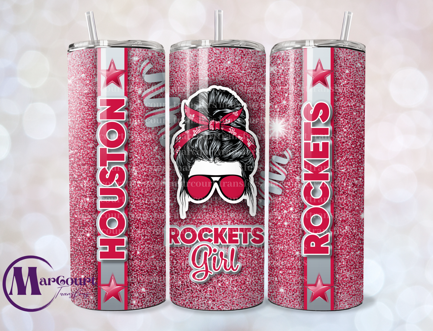 HOUSTON ROCKETS MESSY BUN-SKINNY TUMBLER TRANSFER