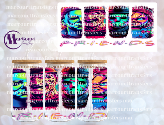 NEON HORROR FRIENDS-16 0Z-UV DTF CUP WRAP