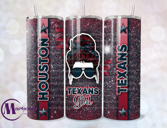 HOUSTON TEXANS MESSY BUN-SKINNY TUMBLER TRANSFER