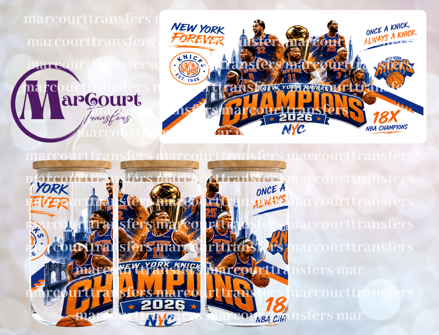 NY KNICKS CHAMPIONS-16 0Z-UV DTF CUP WRAP