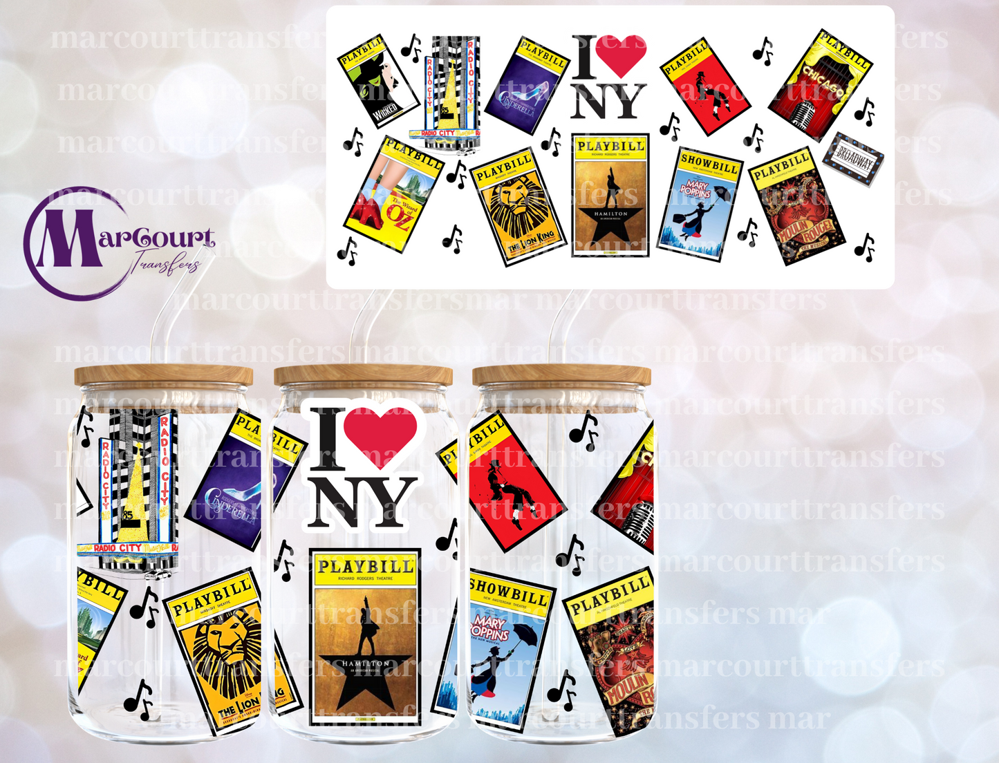 I LOVE NY PLAYBILLS-16 0Z-UV DTF CUP WRAP