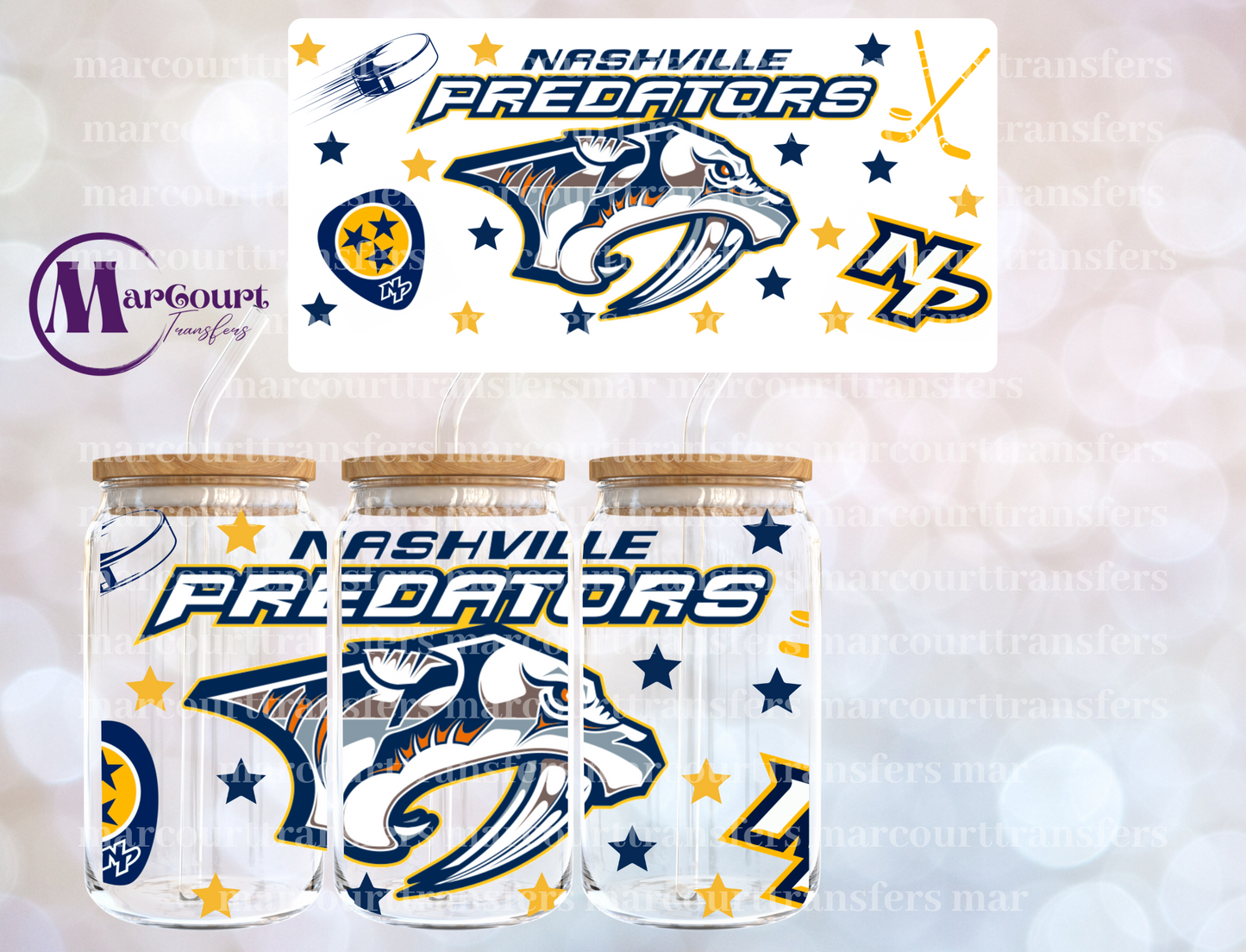 NASHVILLE PREDATORS-16 0Z-UV DTF CUP WRAP