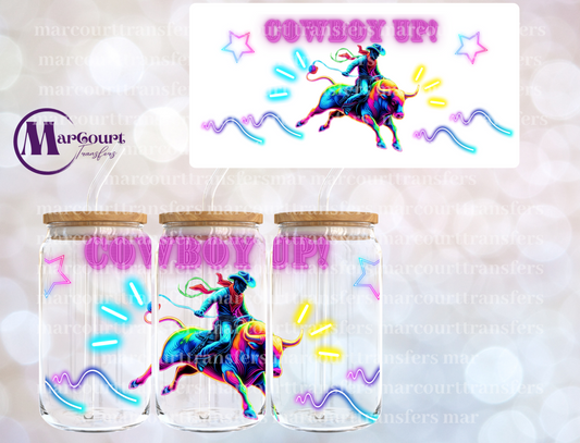 COWBOY UP NEON COWBOY-16 0Z-UV DTF CUP WRAP