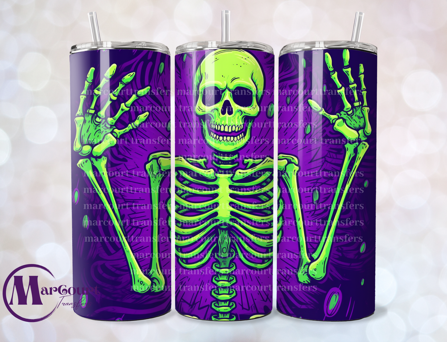 NEON SKELETON-SKINNY TUMBLER TRANSFER