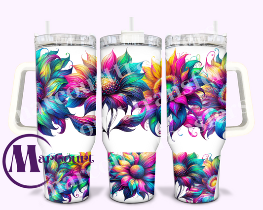 NEON SUNFLOWERS-40 0Z-UV DTF CUP WRAP