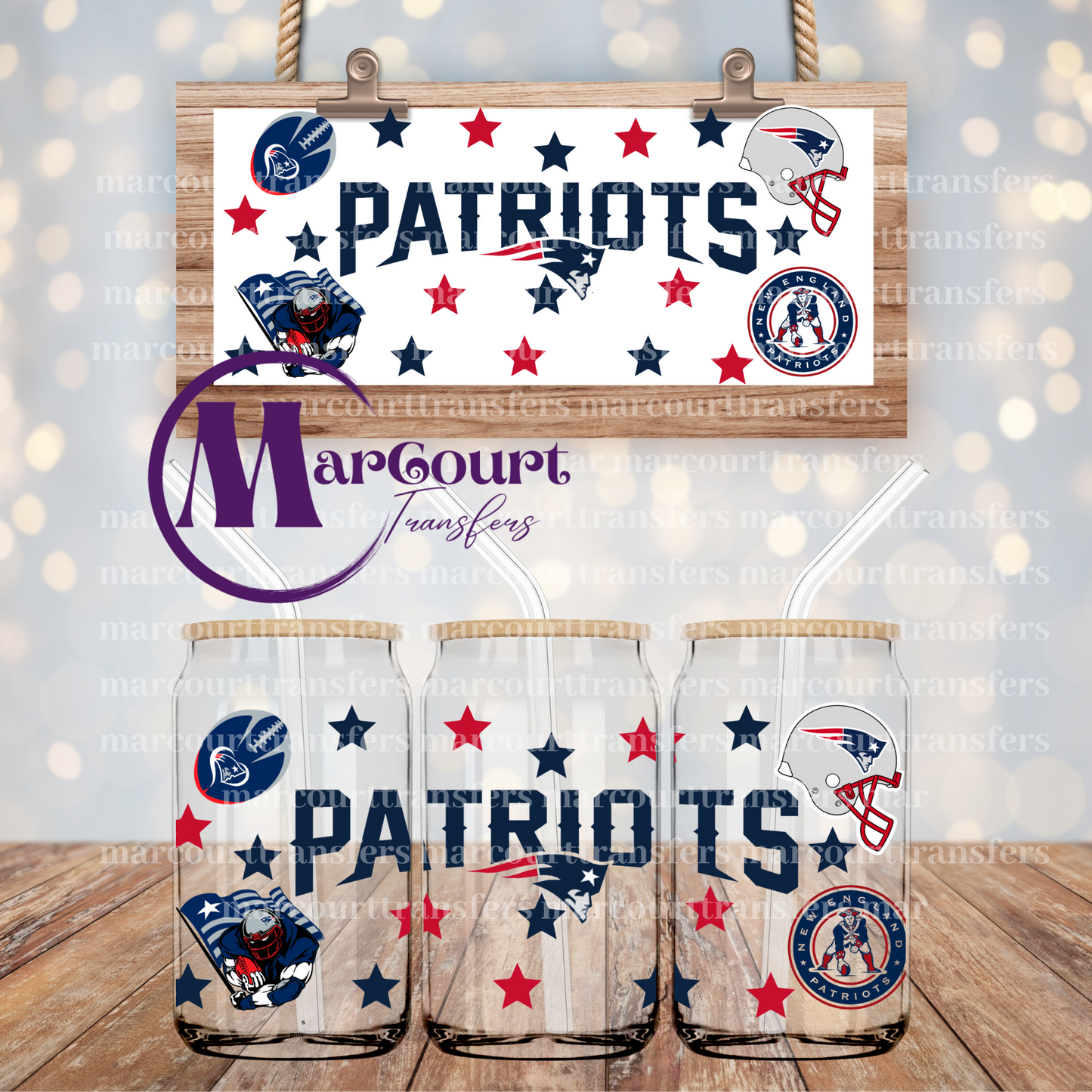 NEW ENGLAND PATRIOTS-16 0Z-UV DTF CUP WRAP