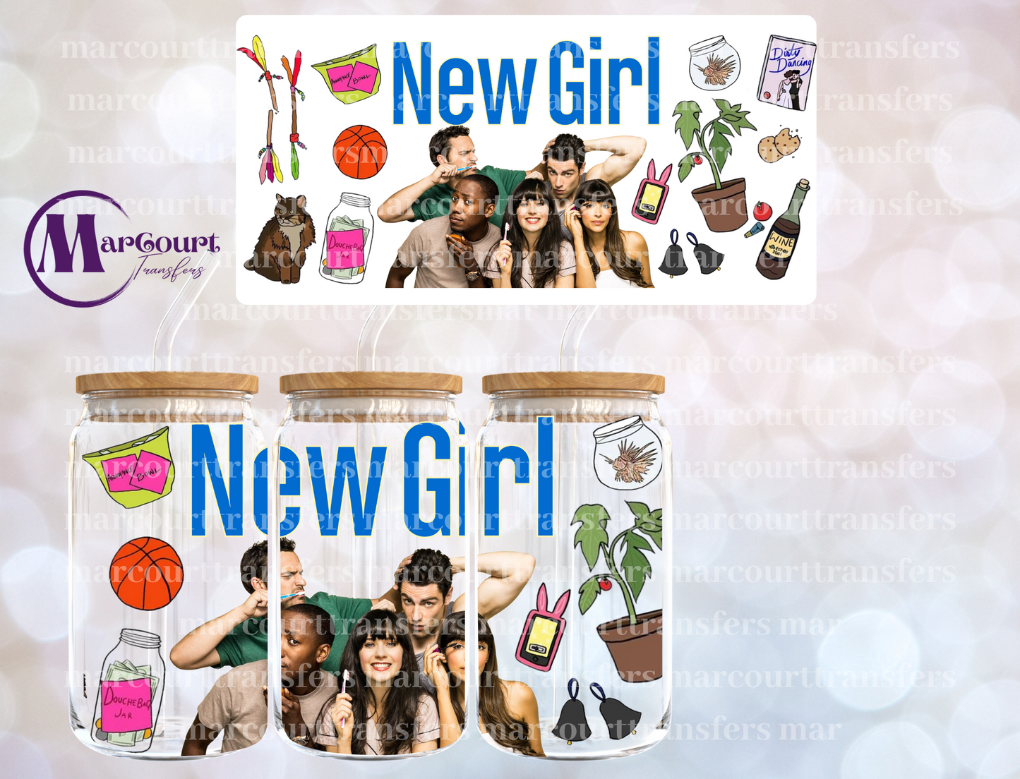 NEW GIRL-16 0Z-UV DTF CUP WRAP