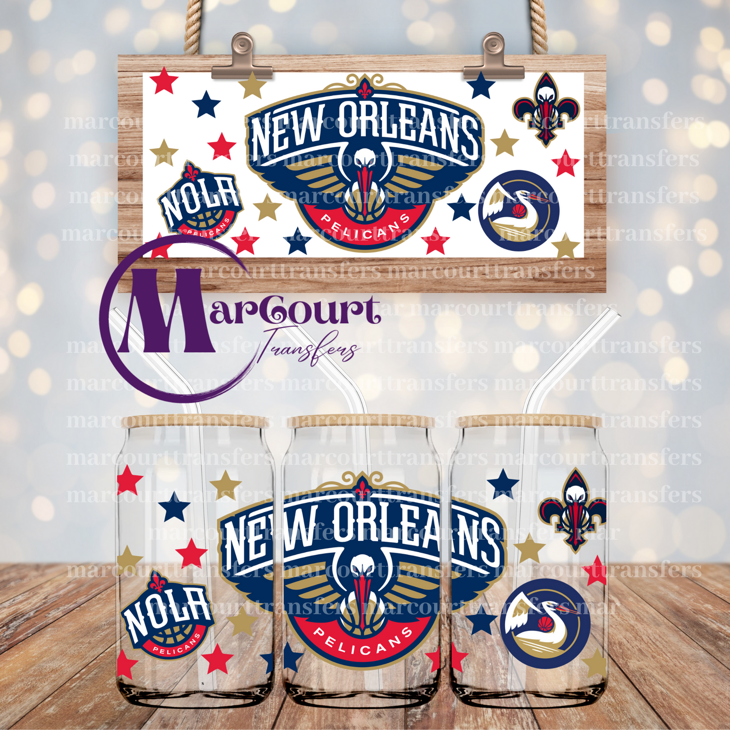 NEW ORLEANS PELICANS-16 0Z-UV DTF CUP WRAP