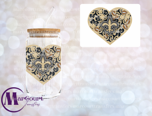 NEW ORLEANS SAINTS HEART DECAL-UV DTF CUP WRAP