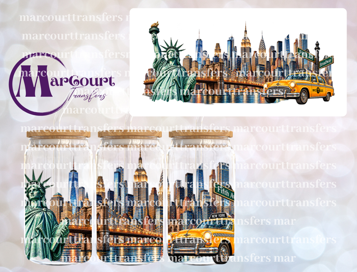 NEW YORK CITY SKYLINE-16 0Z-UV DTF CUP WRAP