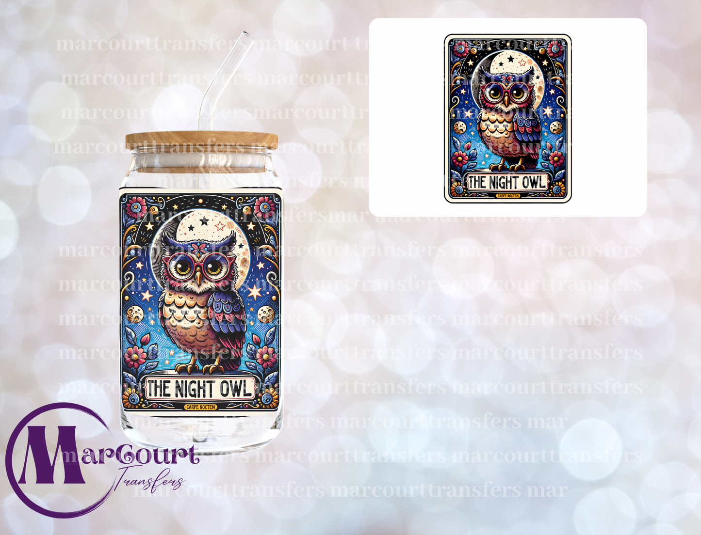 NIGHT OWL TAROT-DECAL-UV DTF CUP WRAP