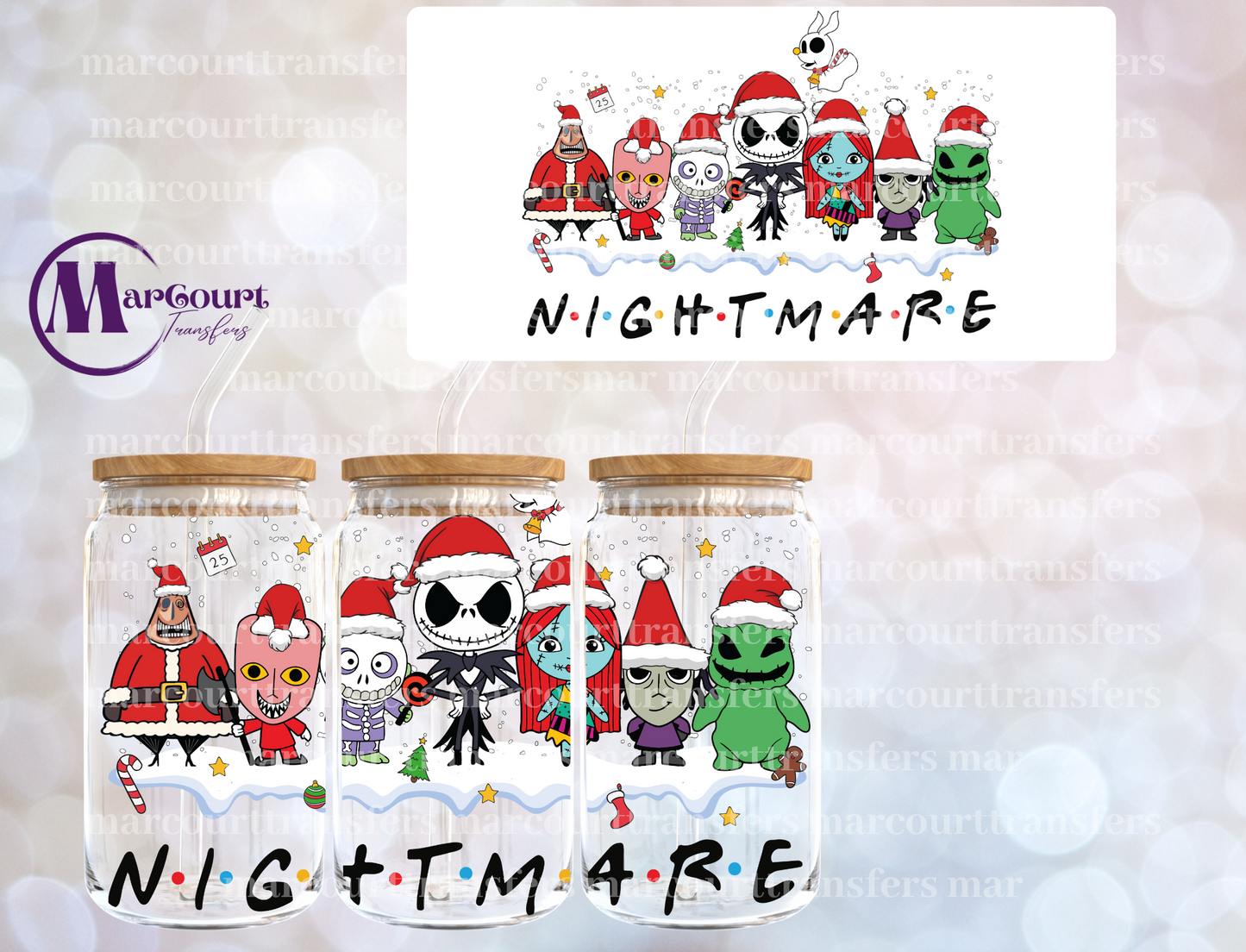 NIGHTMARE CHRISTMAS FRIENDS-16 0Z-UV DTF CUP WRAP