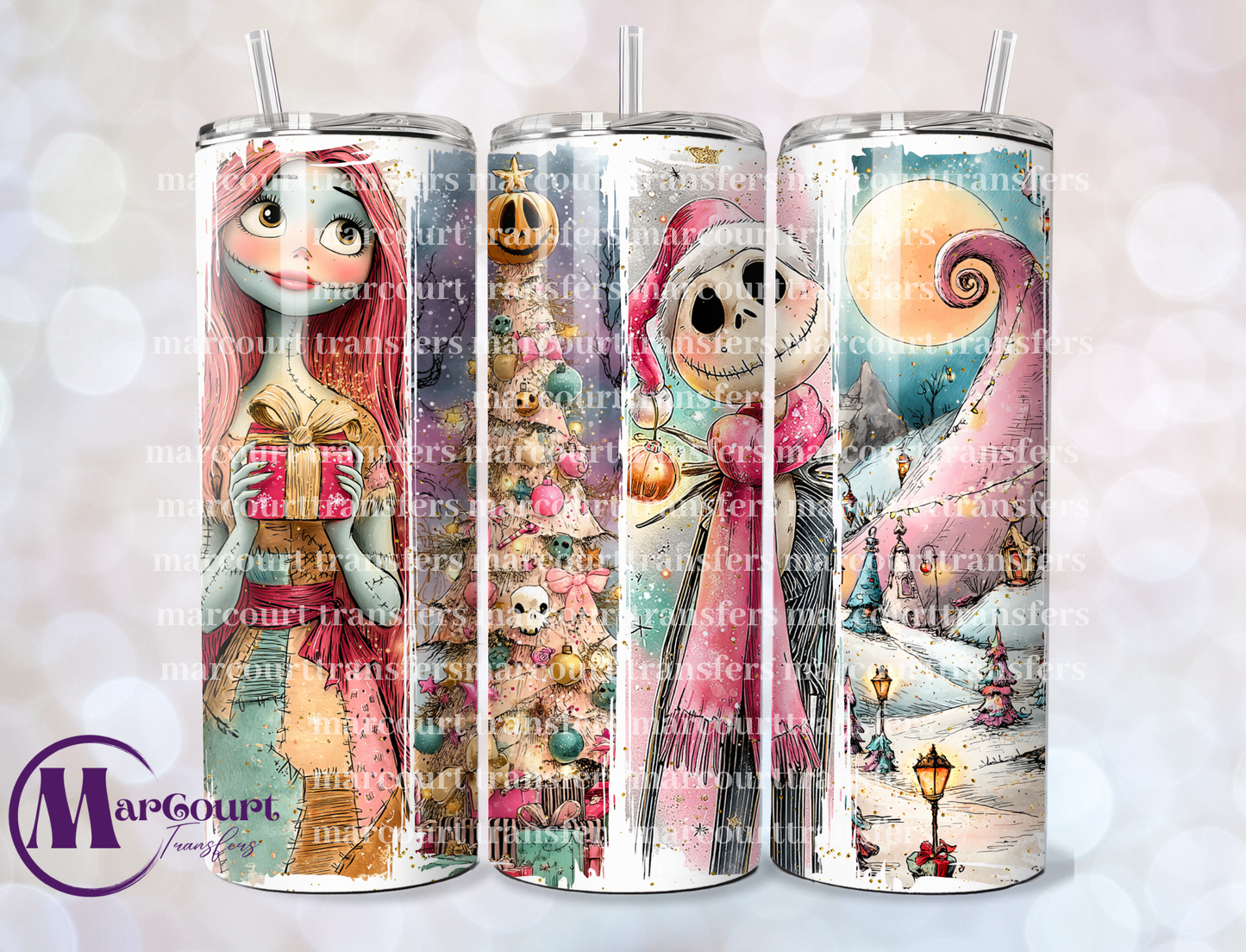 NIGHTMARE BEFORE CHRISTMAS VINTAGE -20-SKINNY TUMBLER TRANSFER