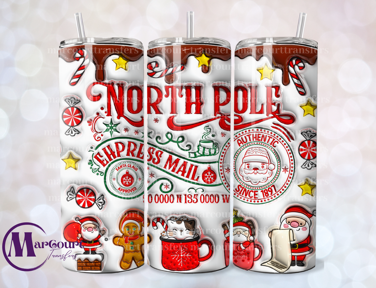 NORTH POLE EXPRESS MAIL-SKINNY TUMBLER TRANSFER