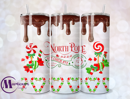 NORTH POLE HOT CHOCOLATE WITH CANDY-20 0Z-UV DTF CUP WRAP